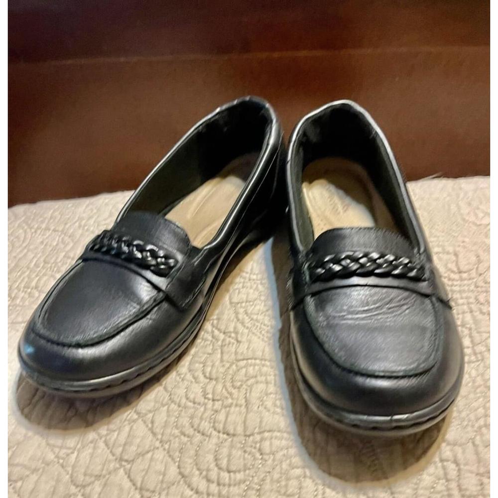 Clarks Collection Slip-On Comfort Loafers Cora Viola Black Leather Womens Size 9